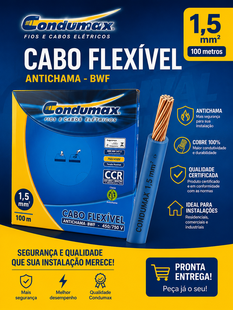 CABO  FLEXÍVEL 1,5 MM CONDUMAX